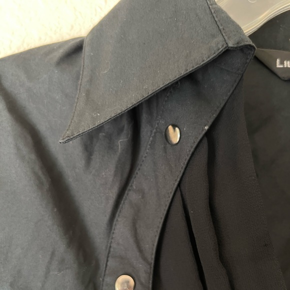 Lili Lalande Button snap down long sleeve black shirt Studded Sz M - Picture 6 of 14